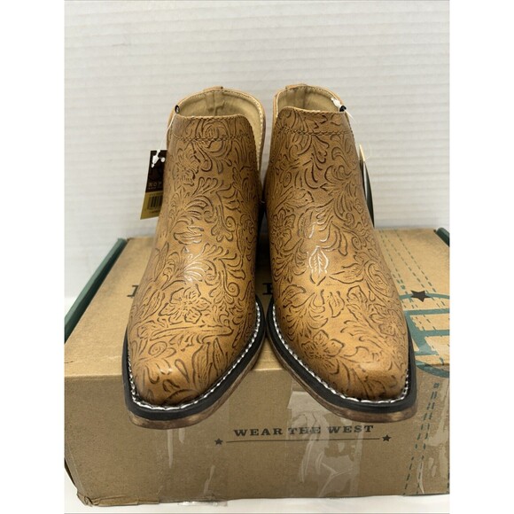 Roper Women Ava Booties Faux Etched Leather Open Sides Snip Toe Sze 7 New in Box - Picture 2 of 9